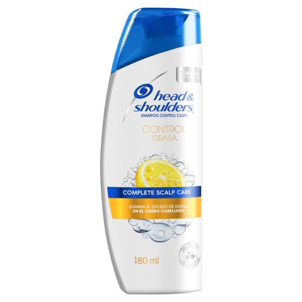 Head & Shoulders Fat Control Shampoo (180ml / 6.08fl oz) - Removes Grease & Impurities, Fresh Lime Scent, 100% Dandruff Free