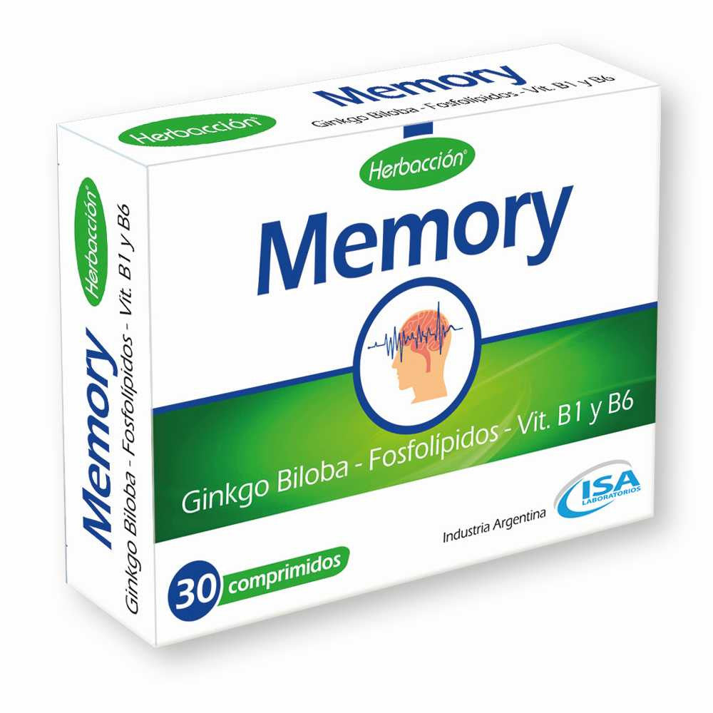 Herbaccion Memory Dietary Supplement - 30 Tablets to Improve Memory and Concentration - Non-GMO, Gluten-Free, Suitable for Vegans and Vegetarians