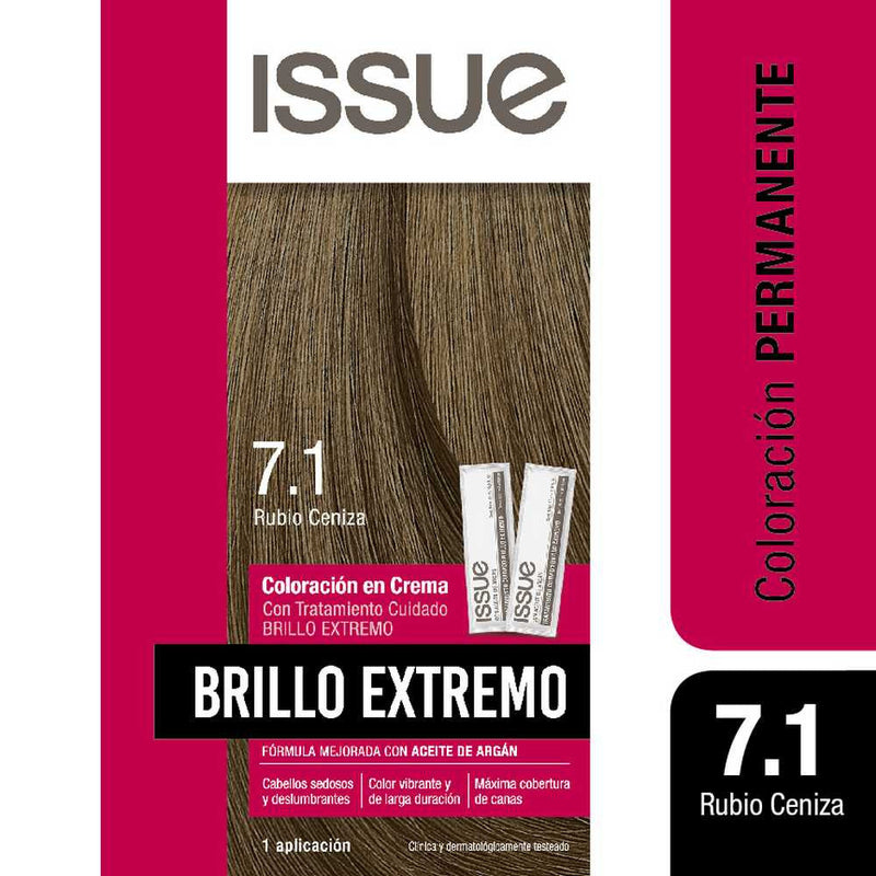 ISSUE EXTREME GLOSS COLOURING KIT N7.1 ASH BLONDE: Maximum Protection, Intense Color & Argan Oil for Fast Anti-Aging Results