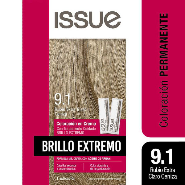 ISSUE EXTREME GLOSS Colouring Kit N9.1 Extra Light Ash Blonde - Long-Lasting Color, Extreme Shine Care Treatment,No Ammonia, Low Allergenicity (1 Kit)