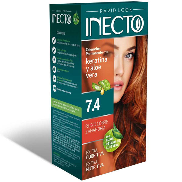 Inecto Hair Coloring Kit Rapid Look 7.4 Blonde Copper Carrot - 1 Kit
