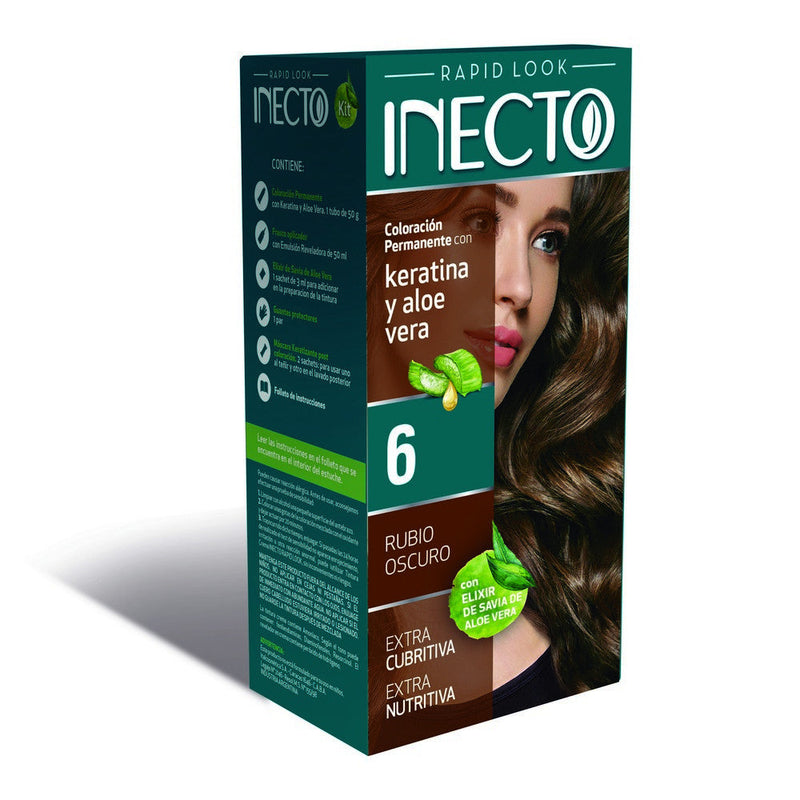 Inecto Hair Coloring Kit W/Keratin & Aloe Vera Nbr.6 Dark Blonde - 1 Kit