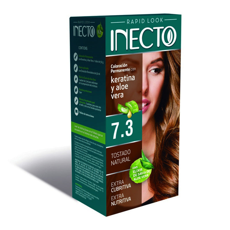 Inecto Hair Coloring Kit W/Keratin & Aloe Vera Nbr.7.3 Golden Blonde - 1 Kit