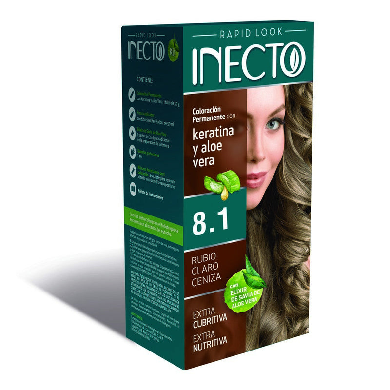 Inecto Hair Coloring Kit W/Keratin & Aloe Vera Nbr.8.1 Light Sand Blonde - 1 Kit