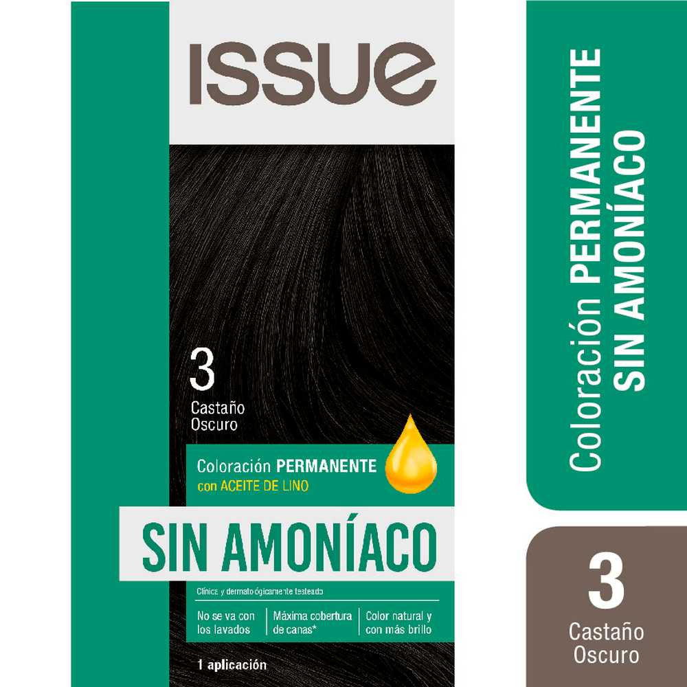 Issue Hair Coloring Kit Tone 3 Dark Chestnut (1 Pack): Ammonia-free Permanent Color with Natural Ingredients & Post-color Treatment