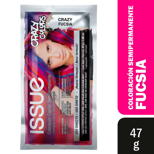 Issue Semi Permanent Crazy Colors Fuchsia Hair Dye Kit - No Ammonia, 10-20 Min Application Time