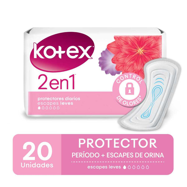 Kotex 2 In 1 Daily Protectors (20 Units): Ultra-Thin, Leak-Proof, Odor-Control Technology & More