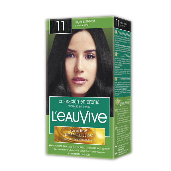 L'Eau Vive Hair Coloring Kit Nbr. 11 Jet Black (1 Unit): Ammonia-Free, Permanent, Non-Drip Hair Color with Natural Plant Extracts