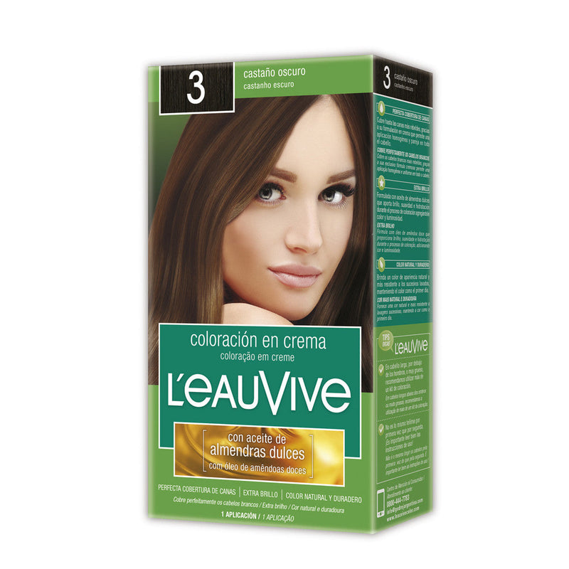 L'Eau Vive Hair Coloring Kit Nbr. 3 Dark Chestnut (1 Unit): Natural, Permanent, Non-Toxic Color with Long-Lasting Results