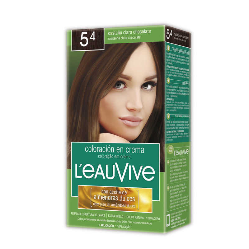 L'Eau Vive Hair Coloring Kit Nbr. 5.4 Light Brown Chocolate (1 Unit): Ammonia-Free, Natural-Looking, Long-Lasting Color
