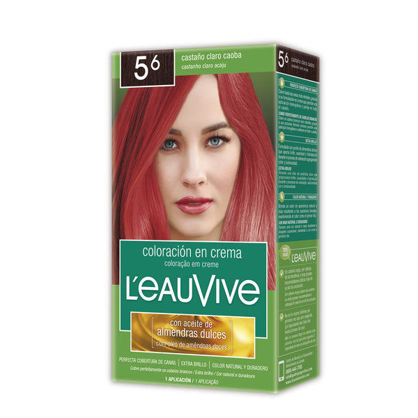 L'Eau Vive Hair Coloring Kit Nbr. 5.6 Light Brown Mahogany - Professional-Grade Permanent Hair Color with Natural Ingredients (1 Unit)