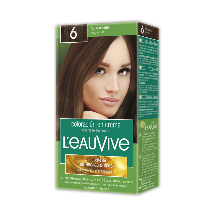 L'Eau Vive Hair Coloring Kit Nbr. 6 Dark Blond: Professional-Grade, Long-Lasting Color Intensity with Natural Ingredients and UV Filters