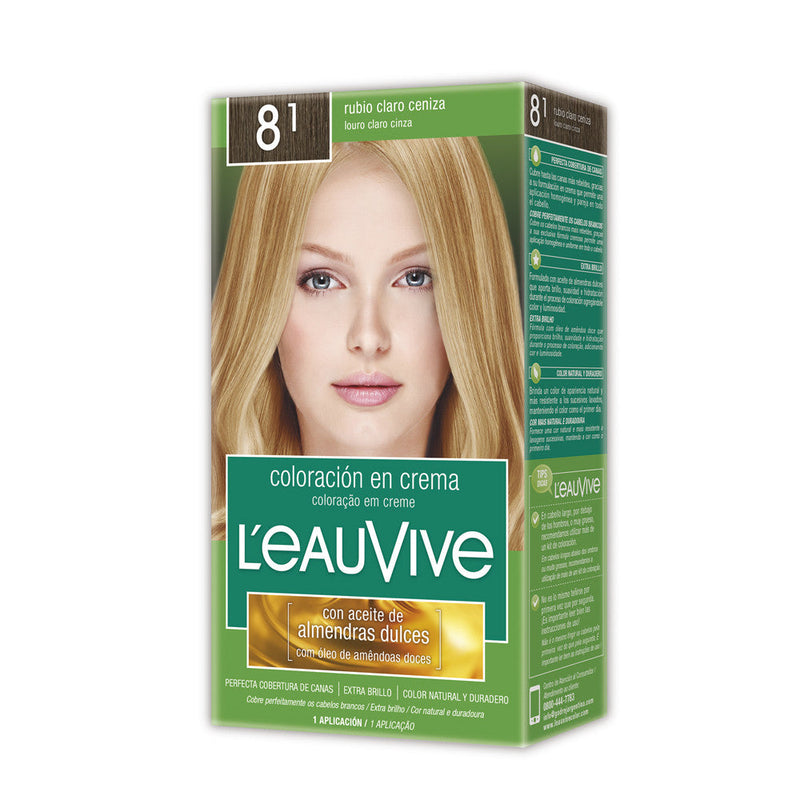 L'Eau Vive Hair Coloring Kit Nbr. 8.1: Natural-Looking Light Ash Blonde Color for All Hair Types (1 Unit)