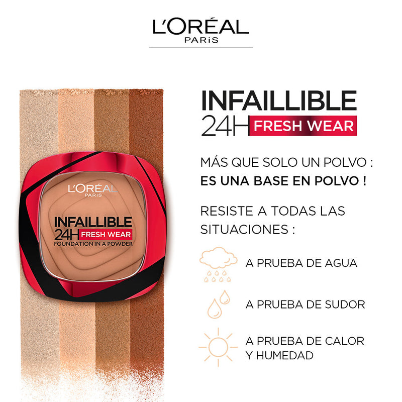 L'Oreal Paris Infallible Compact Powder Tone 220 - Lightweight, Buildable Coverage, Natural Finish, Oil-Free & Fragrance-Free