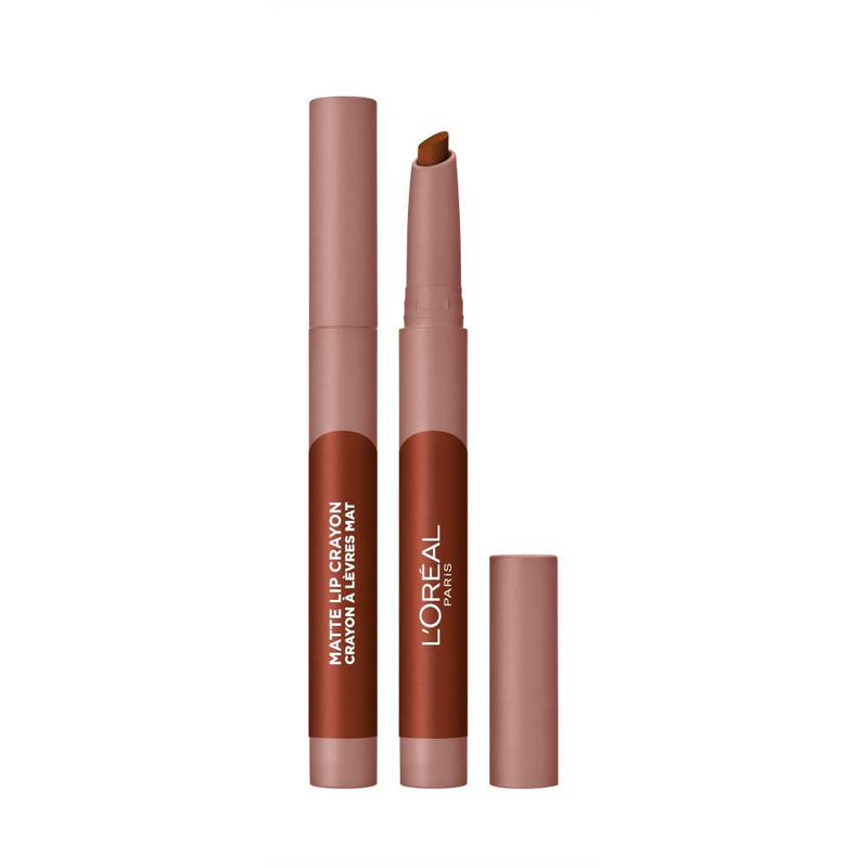 L'Oreal Paris Matte Lip Crayon Flirty Toffee 109 (1.3G / 0.04Oz) - Long-Lasting, Creamy, High-Pigment, Non-Drying Formula