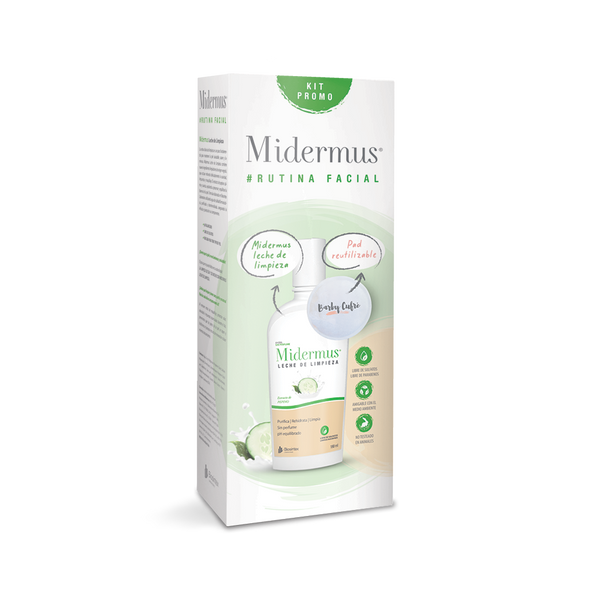 Midermus Duo Pack: Cleansing Milk & Reusable Pad - Natural Ingredients, Hypoallergenic, Cruelty Free & Vegan Friendly - 180ml / 6.08fl oz