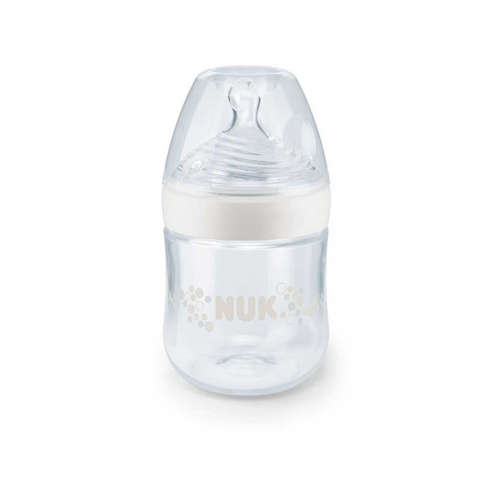 Nourish your baby with the NUK Nature Sense bottle--ergonomic design, wide  neck, dishwasher safe & easy to clean--for a healthy balance & happy life.