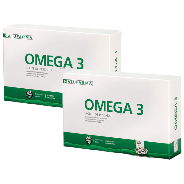 Natufarma Omega 3 -60 Tablets Ea.- (Pack X2) | Non-GMO, Gluten-Free, No Artificial Colors or Flavors