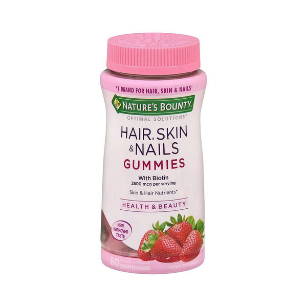 Natures Bounty Hair Skin & Nails Gummies Supplement (80 Units) - Gluten-Free, Non-GMO, No Artificial Colors/Preservatives/Flavors