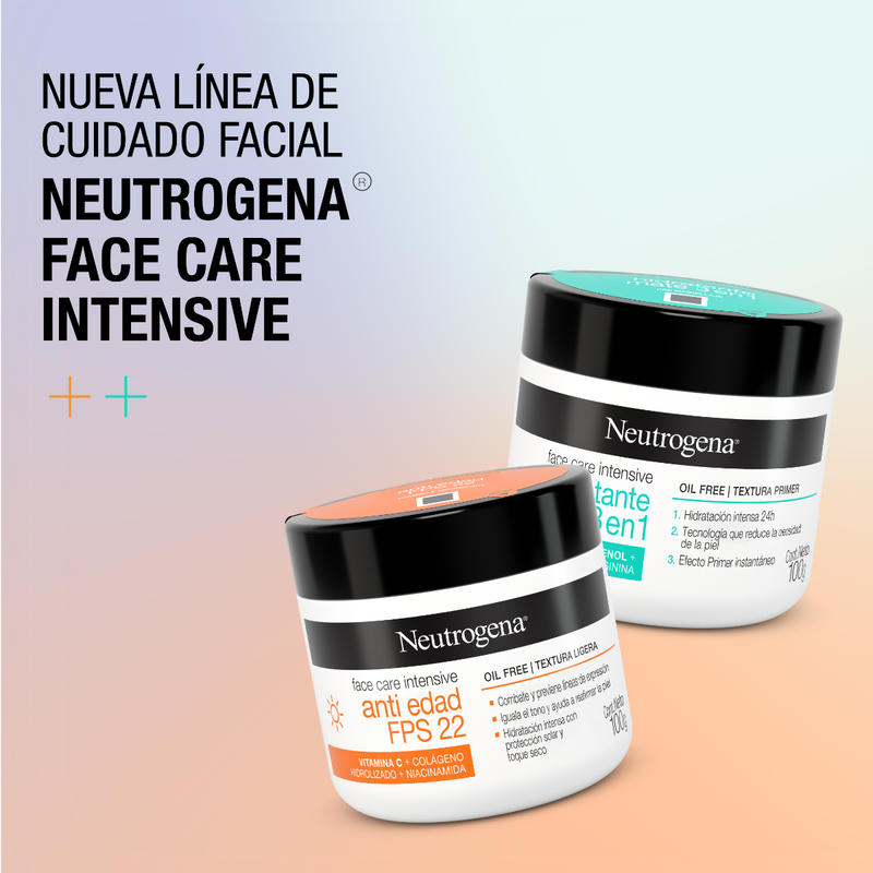 Neutrogena Face Care Intensive Anti-Aging Cream FPS22 with Vitamin C, Collagen, Niacinamide - 100ml / 3.38fl oz