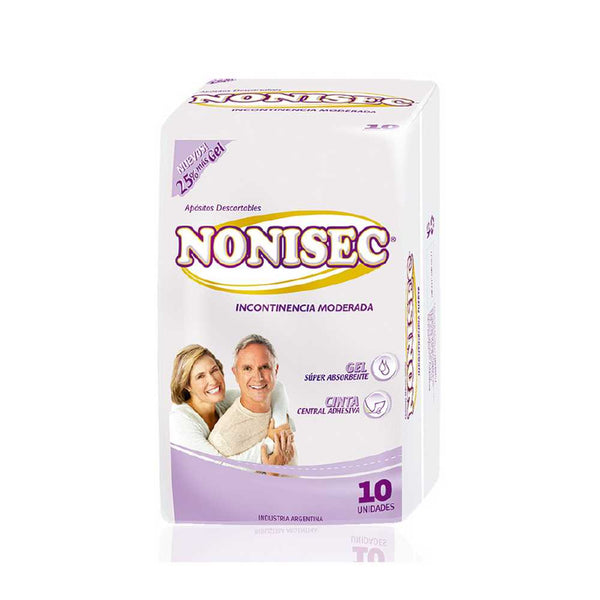 Nonisec Moderate Incontinence Dressing (10 Units): Super Absorbent Gel, Extra Soft Fabric & Hypoallergenic Material