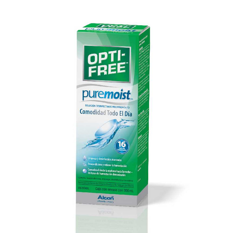 Optifree Puremoist Contact Lens Solution - Disinfects, Removes Debris & Kills 99.9% of Germs (300ml/10.14fl oz)