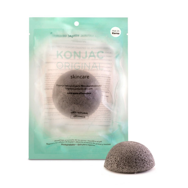 Organic Konjac Black Vegetable Face Sponge - Natural Charcoal for Skin Care