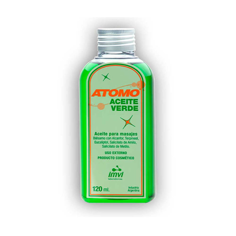 Organic Massage Oil | Atomo Green | Sunflower, Jojoba & Olive Oils 120 Ml / 4.06Fl Oz