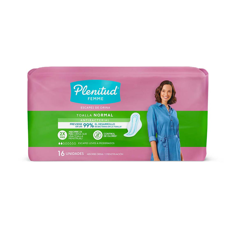 Plenitud Femme Normal Sanitary Towels - 16 Units - Absorbent Core, Cottony Soft Top Sheet & Odor Control