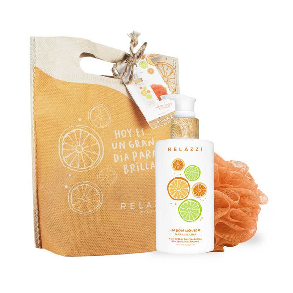 Relazzi Box Happiness: Orange Liquid Lime + Sponge + Eco Bag for Eco-Friendly Cleaning with Natural and Organic Ingredients