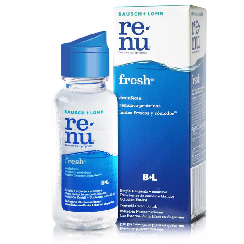 Renu Fresh Multipurpose Solution: Cleans, Disinfects & Lubricates Contact Lenses (60ml/2.02oz)