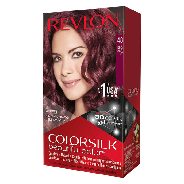 Revlon ColorSilk 3D Burgundy Coloring Kit - 10-Piece Hair Dye Kit with Colorant, Developer, Conditioner & More