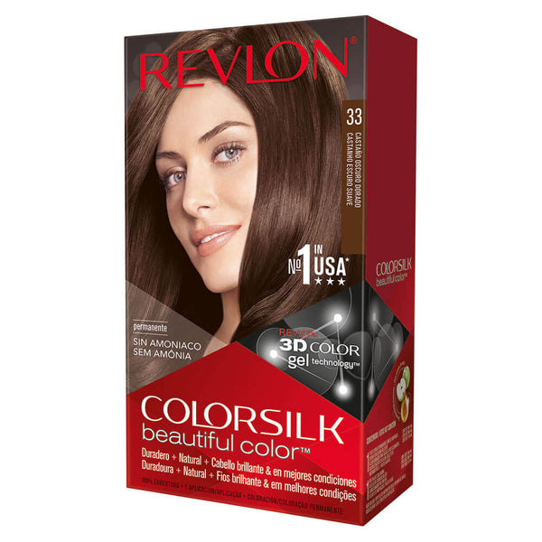 Revlon ColorSilk 3D Dark Brown Gold Coloring Kit: Ammonia-Free Formula with UV Defense, Multi-Tone Color & More!