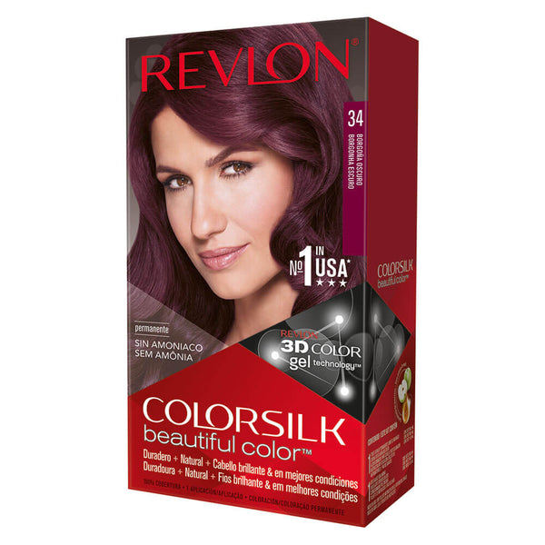 Revlon ColorSilk 3D Dark Burgundy Hair Coloring Kit - Ammonia-Free, UV Defense, Long-Lasting Multi-Tone Color with Silk Proteins for Healthy Looking Hair