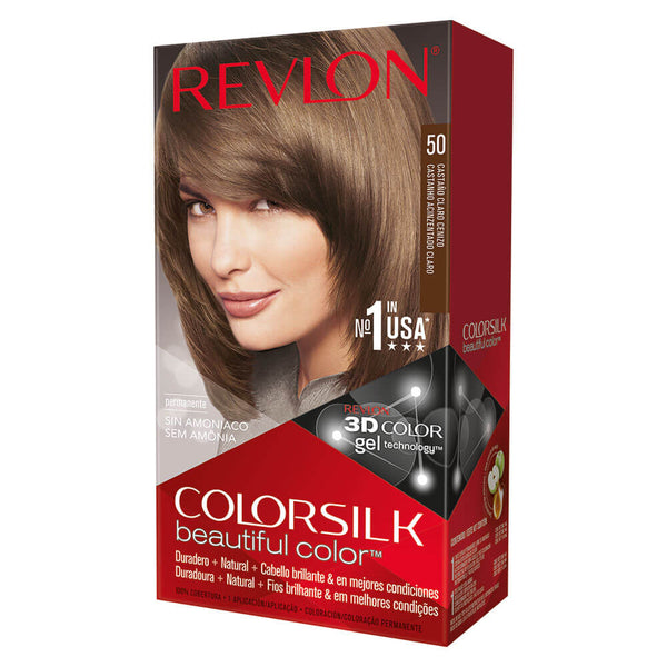 Revlon Colorsilk 3D Colouring Kit Light Ashen Brown - Ammonia-Free, Long-Lasting, Multi-Tone Color with UV Defense & Nourishing Silk Proteins