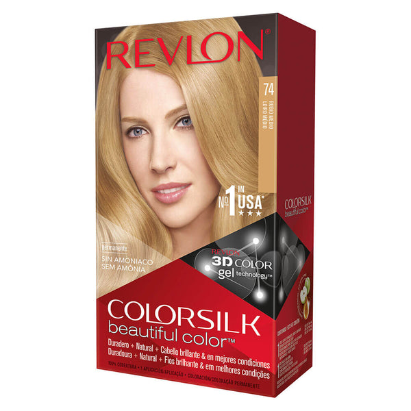 Revlon Colorsilk 3D Colouring Kit Medium Blonde: Ammonia-Free, Multi-Tonal Color with UV Defense & Nourishing Silk Proteins