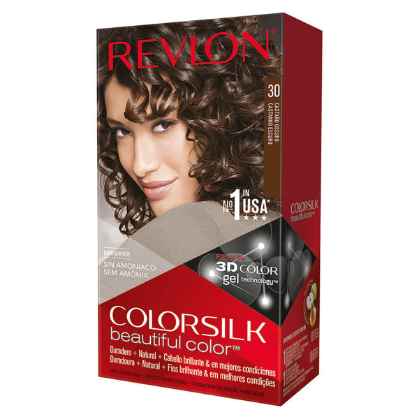 Revlon Colorsilk 3D Dark Brown Colouring Kit: Ammonia-Free Formula with UV Defense, Multi-Tone Color, Long-Lasting Shine & Nourishing Silk Proteins