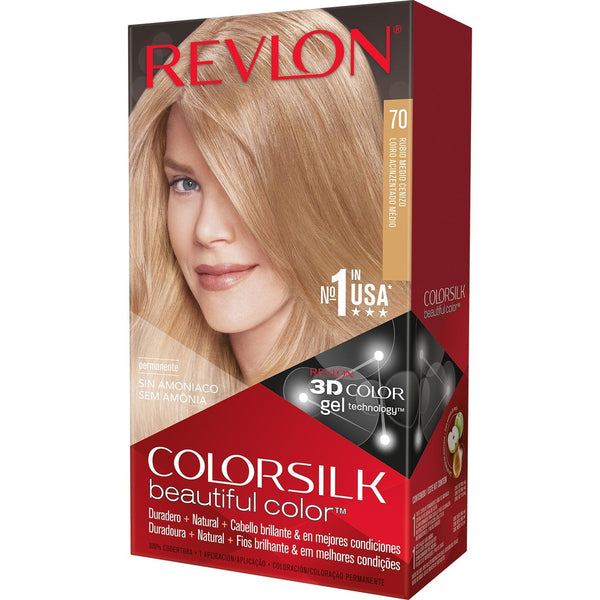 Revlon Colorsilk 3D Medium Ash Blonde Coloring Kit: Ammonia-Free Formula with UV Defense and Nourishing Silk Proteins