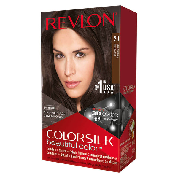 Revlon Colorsilk 3D Natural Black Hair Colouring Kit with Ammonia-free Formula, UV Defense, Multi-tone Color & More