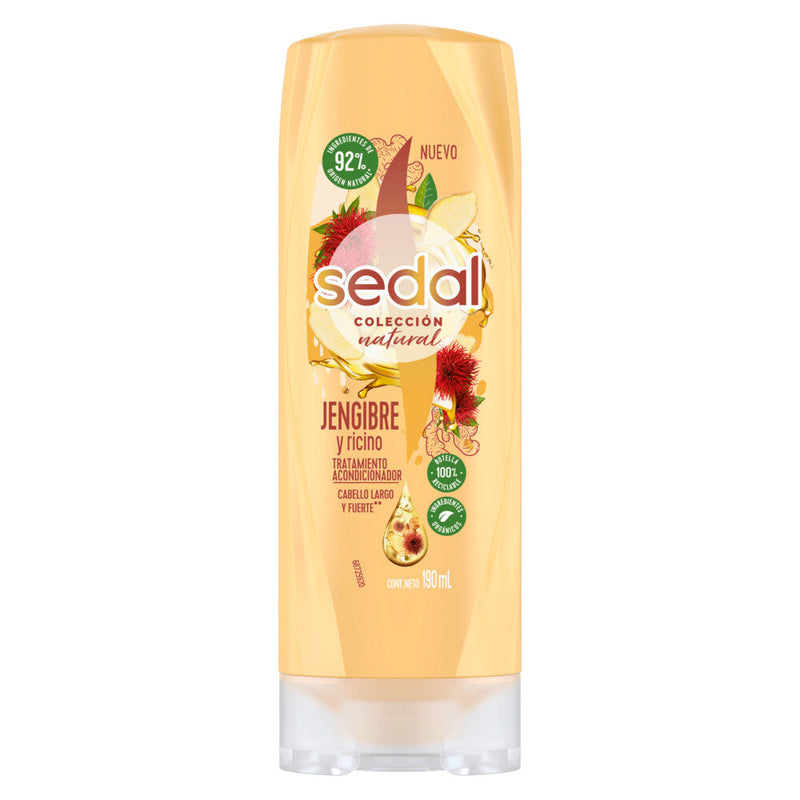 SEDAL Ginger & Castor Conditioner: 92% Natural Ingredients, Promotes Growth, Moisturizes Hair & More 190ml / 6.42fl oz