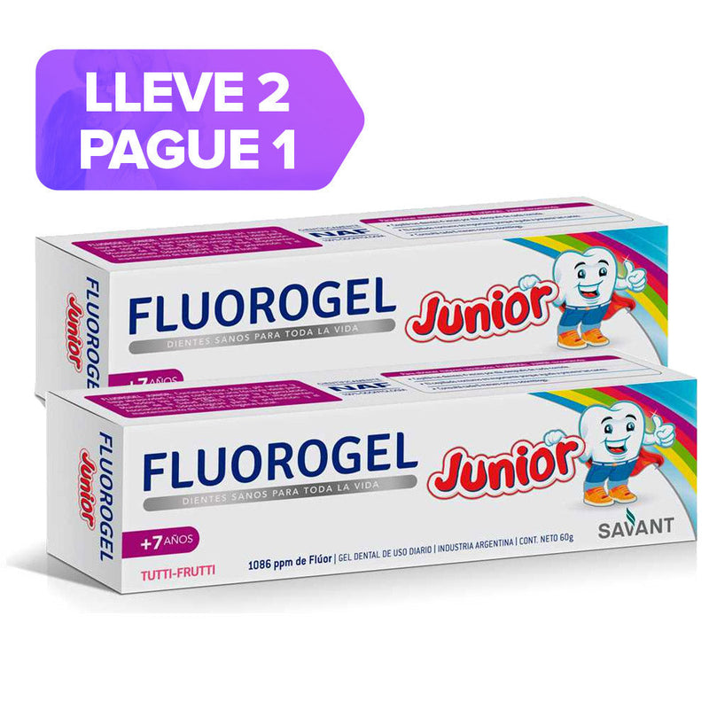 Tutti Frutti Fluorogel Junior Toothpaste 2units: Fluoride-Enriched Formula for Cavity Protection, Natural Extracts & Xylitol for Plaque Reduction 60gr / 2.02oz