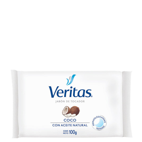 Veritas Coconut Soap (100G / 3.52Oz) - Natural, Moisturizing, Soothing & Paraben Free - Cruelty Free, Vegan Friendly & pH Balanced - Fragrance Free & Long Lasting