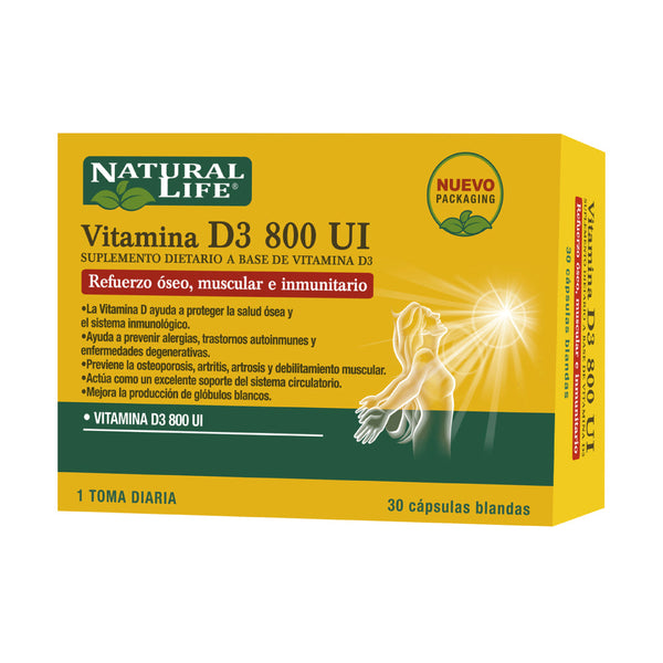 Vitamin D3 800IU Natural Life: All-Natural Ingredients to Support Bone Health, Immune System & More (30 Capsules)