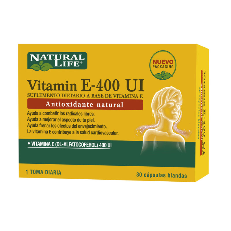 Vitamin E 400 IU Natural Life - Immune System, Eye, Brain, Bone, Hair, Digestive & Cellular Health Support (30 Units)