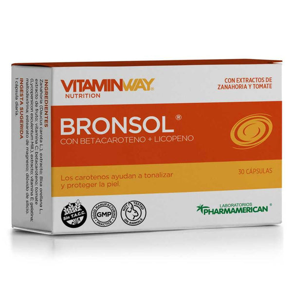 Vitamin Way Bronsol Dietary Supplement - Plant-based Carotenes, Beta-Carotene, Vitamins C & E, Gluten-Free, No TACC, 30 Tablets/Pack