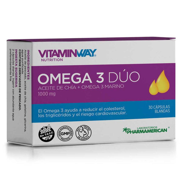 Vitamin Way Omega 3 Duo Dietary Supplement (30 Tablets Ea.) - Gluten-Free, Non-GMO, No Preservatives, No Artificial Colors, No Sugar Added